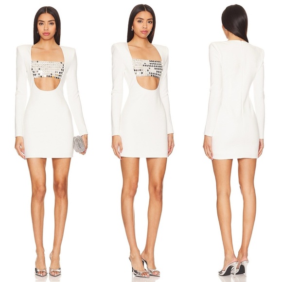 NEW! NBD- Vani Mini Dress White Size Small Rhinestone Sequin Party Cocktail
